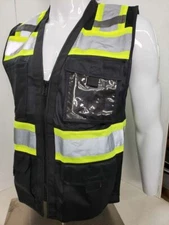 HIGH VISIBILITY  BLACK SERIES Safety Vest Solid Front Mesh Back