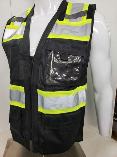 HIGH VISIBILITY BLACK SERIES Safety Vest Solid Front Mesh Back - Picture 27 of 62