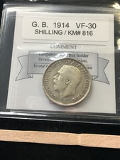 1914  Great Britain, One Shilling Coin Mart  Graded**VF-30** KM# 816
