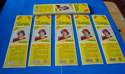5 of 1982 SQUIRT complete PANEL #12 PETE ROSE Scratch-off & unpunched (AD)