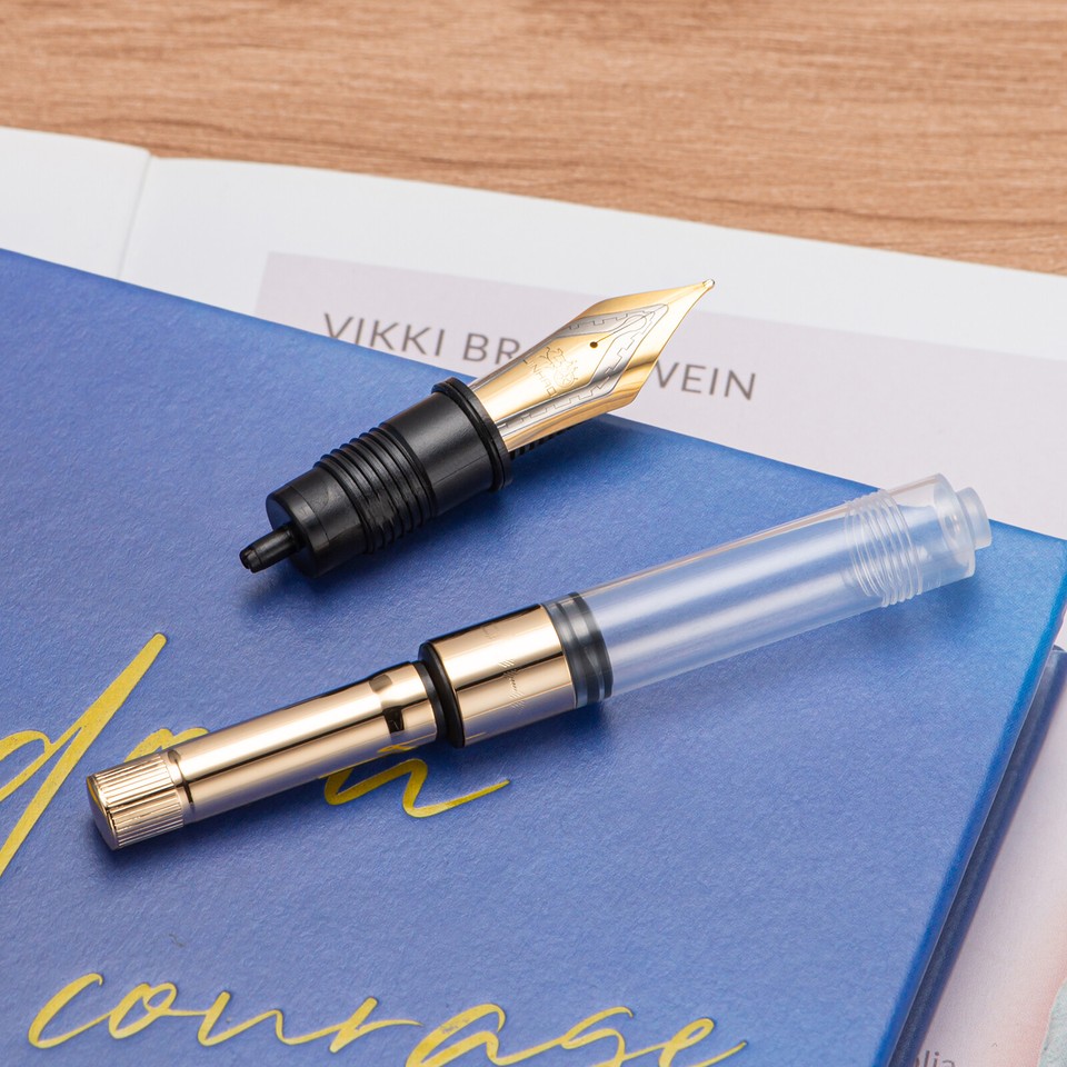 Jinhao 9019 Dadao Series #8 Stylo à plume extra fine, corps en acrylique transparent avec clip doré