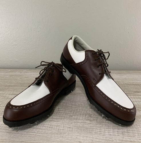 Brown/White Leather Golf Shoes Size 