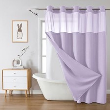 Long No Hook Waffle Weave Shower Curtain with 71"W x 80"L Pack of 1 Lavender