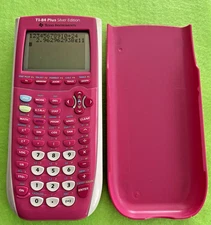 TI-84 Texas Instrument Graphing Calculator Silver Edition Pink with Cover TESTED