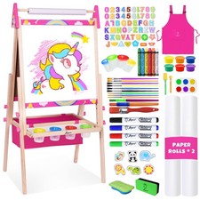 Joyooss Art Easel for Kids Toddlers,Adjustable Rose Red