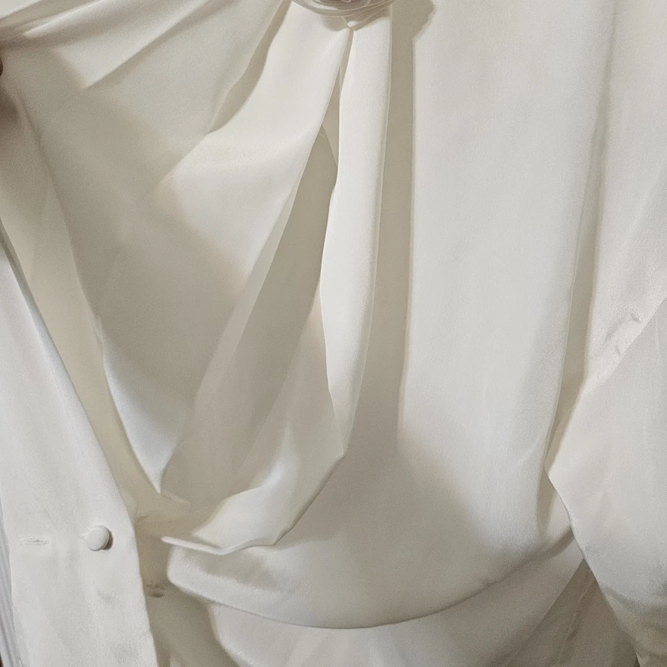 Blusa Top Alejandría De Colección Para Mujer Manga Larga Botón Frente Abierto De Colección Marfil 10  Foto 4 de 4