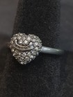 Juicy Couture Vintage Size 6-3/4 Pave Set Rhinestone Heart Ring Black Silver  — photo 2