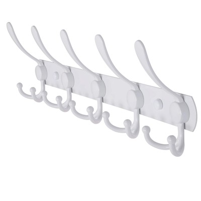 Dseap Wall Mounted Coat Rack - 5 Tri Hooks, Heavy Duty, Stainless Steel, Metal