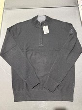 NWT MEN'S ASHER 1/4 ZIP LUX CASHMERE SWEATER, SIZE: M, COLOR: BLACK M1.19 