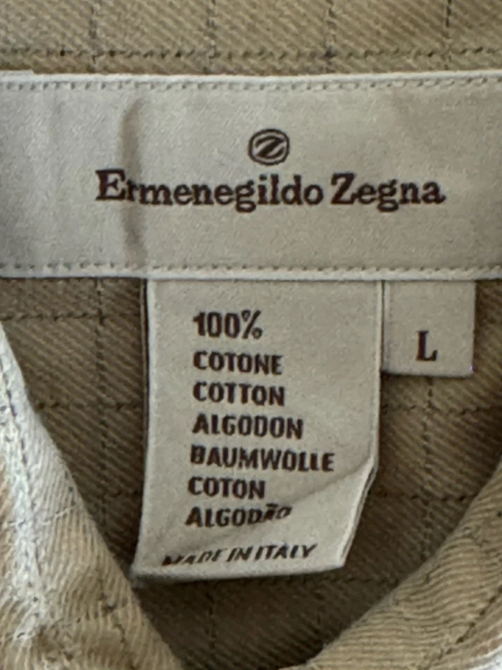 Camisa Ermenegildo Zegna Para Hombre Tostada Cuadros Manga Larga Algodón Grande Foto 3 de 4
