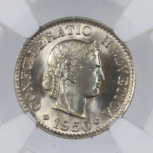 1950-B Switzerland 5 Rappen - NGC MS66