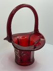 Vtg Fenton Glass Hand Painted Artist Signed 40th Anniversary Ruby Red Basket 7” — photo 6