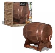 Studio Mercantile Miniature Wood Whiskey Barrel Dispenser Holds Up To 5L