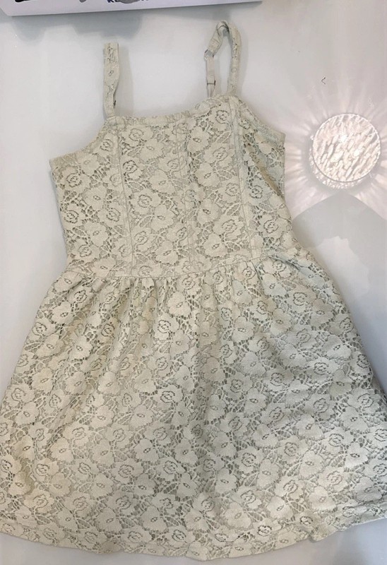 Abercrombie Kids Girls Sleeveless Sage Green Floral Lace Lined Dress Size 13/14