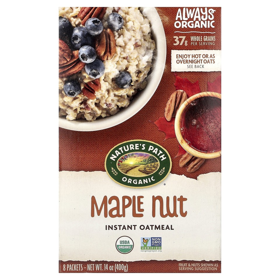 Organic Instant Oatmeal, Maple Nut, 8 Packets, 14 oz (400 g)