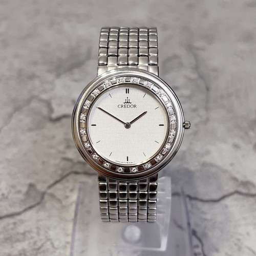 Seiko Credor 8N70-6030 Diamant 20P 18K St. Acier Rond Blanc Quartz Montre Hommes - Photo 2 sur 10