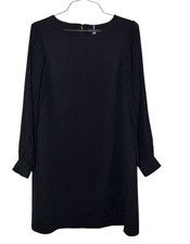 Tommy Hilfiger Black Shift Dress Sz 16 Pleated Sleeve