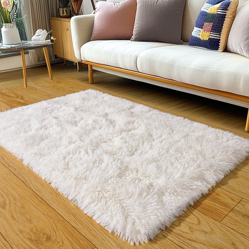 KING DARE 2x3 Area Rugs for Bedroom, Cream White Small Throw Rug for Dorm, So...