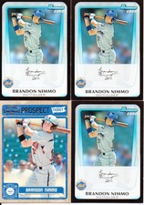 10- BRANDON NIMMO 2011-16 CONTENDERS/BOWMAN REFRACTOR/INSERT/ROOKIE CARDS