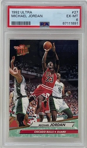 Michael Jordan 1992 Fleer Ultra Chicago Bulls NBA Basketball Card #27 PSA 6
