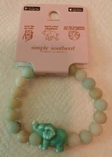 Simply Southern Track Bracelet Elephant Mint Green Stretch Beaded Bracelet #2
