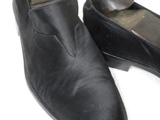 Vtg Gianni Versace Slip On Flats Loafers Shoes Black Satin 12US 11 UK 45EU