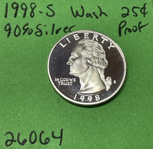 1998-S Washington 90% Silver Quarter Gem DCam Proof US Coin