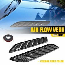 2x Carbon Fiber Car Hood Vent Scoop Louver Scoop Cover Air Flow Intake Universal