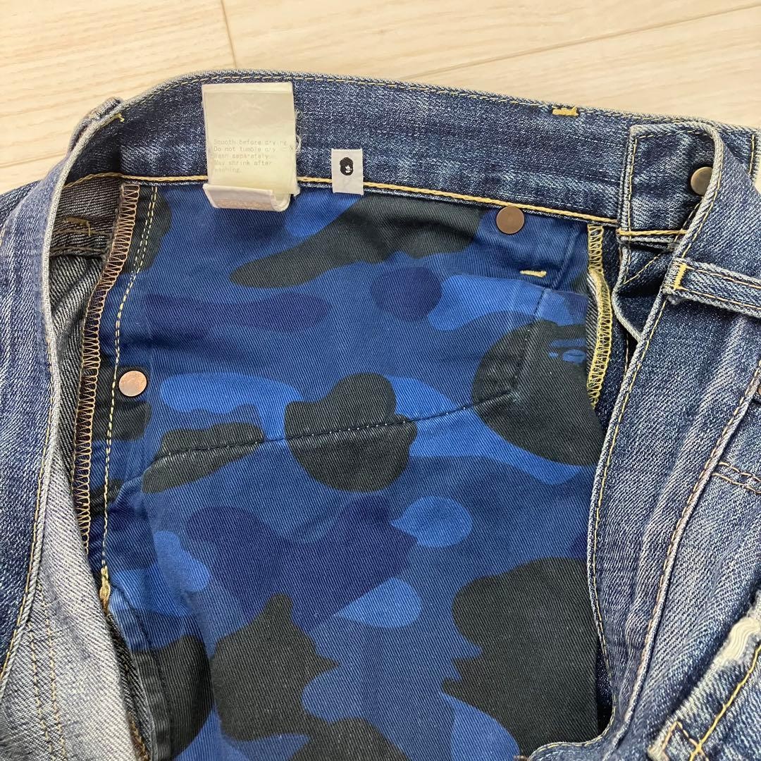 A BATHING APE Denim Pants Jeans Blue L Waist 91cm Inseam 70cm BA0226168 thumbnail 6