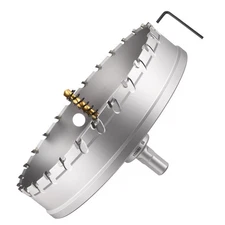 Hole Saw Kit 155mm (6-3/32"), Tungsten Carbide Hole Cutter. Silver