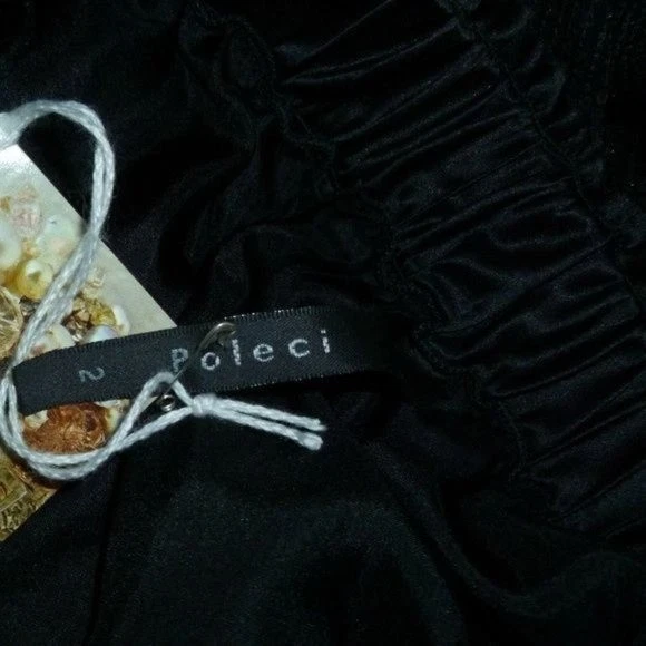 Poleci NWT Sequin Black Skirt Panel Solid Sequin Silk Short 2 - Image 3 of 3