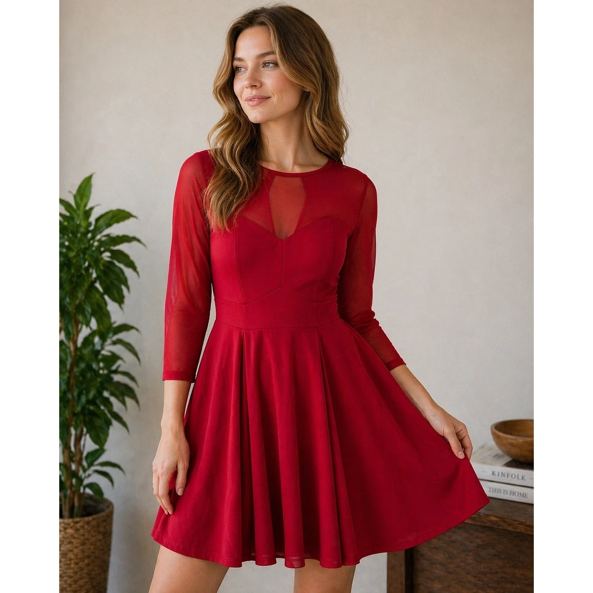 green emerald velvet dress Tweed Cap Sleeve Midi A Line Dress | Fit and Flare main image 1