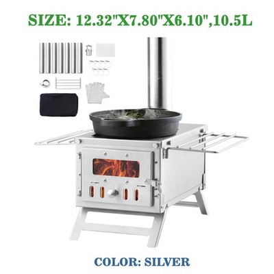 VEVOR Camping Wood Stove Stainless Steel Tent Stove 640in³ Hot Tent 8 Pipes Gear