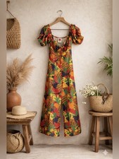 Farm Rio Fruit Salad Midi Dress Small Tropical Print Square Neck NWT