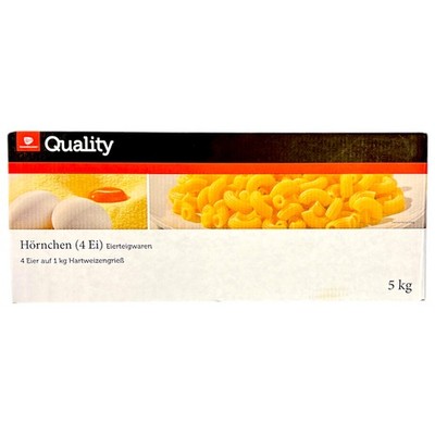 TGQ Nudeln Hörnli mittel 5 kg Karton - 4 Ei Eiernudeln Hörnchen (5 EUR/kg)