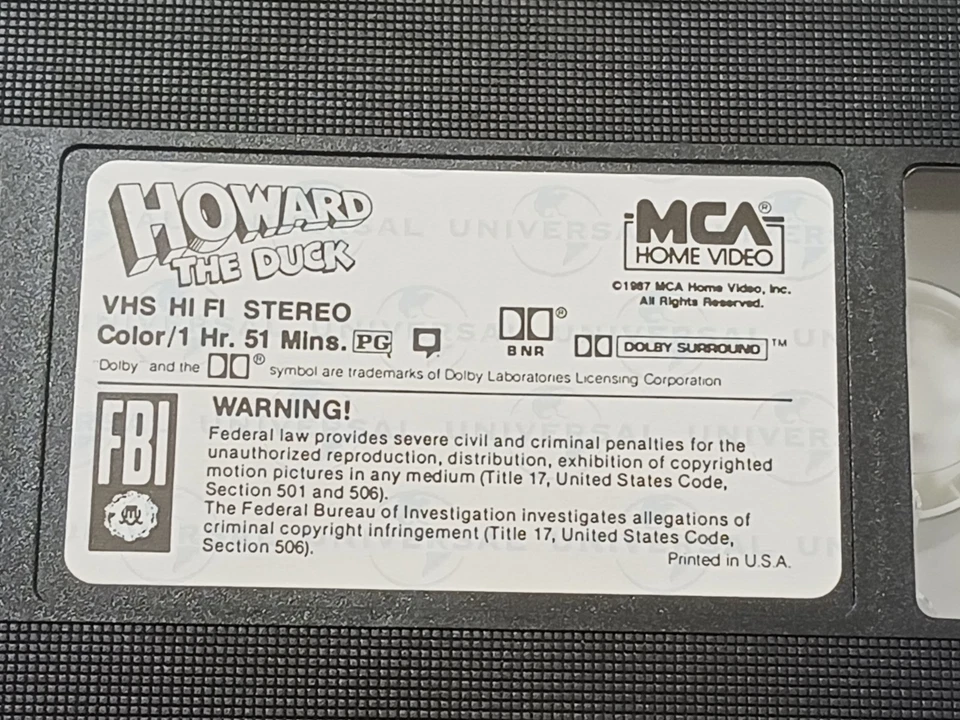 Howard the Duck VHS 1986 Vintage - Image 3 of 4