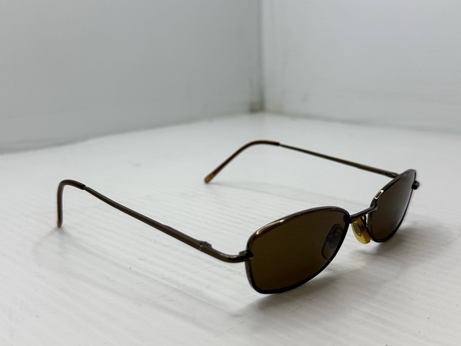 Slim Rectangular Sunglasses Brown Tint Metal Fram… - image 2