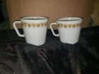 Vintage Pyrex Corning gold Butterfly D Handle Coffee Cups Mug USA 2 mugs. euc