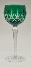 AJKA Arabella Emerald Green Cut To Clear Crystal Wine Hock Goblet Glass Hungary