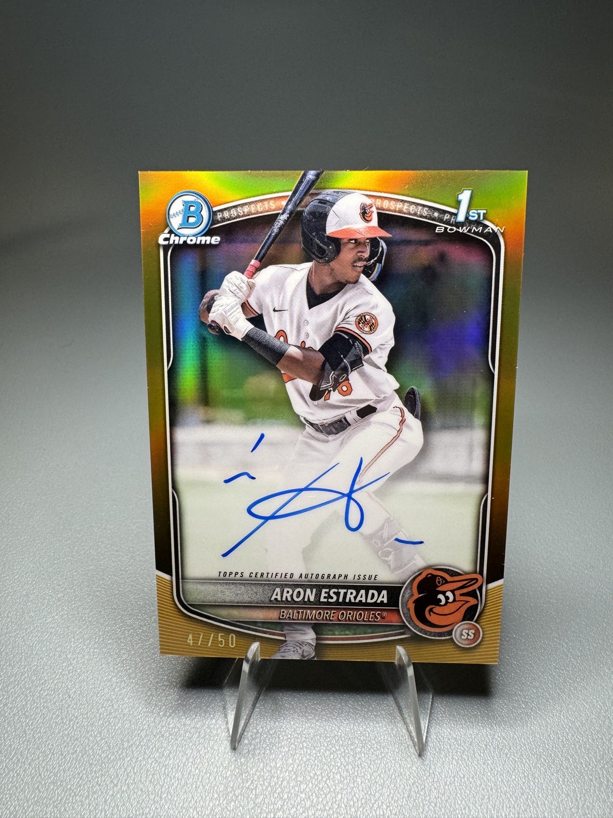 2025 Bowman Aron Estrada Chrome Auto True Gold Refractor 1st Prospect /50