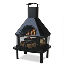 Endless Summer Wood Burning Fireplace Outdoor Chimney Fire Bowl Black New