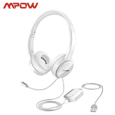 MPOW USB KABELGEBUNDENES COMPUTER-HEADSET MIT MIKROFON - WEISS