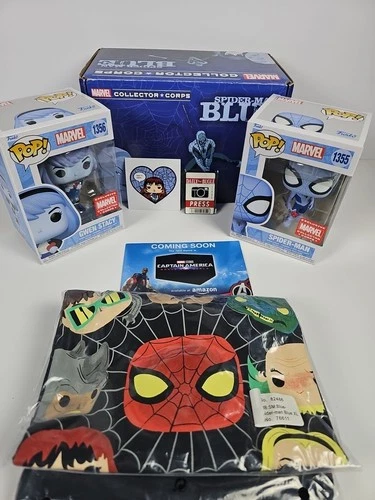 Funko Marvel Collector Corps. Blue. Funko Pops. Size Xl. Spiderman.  Gwen Stacy.