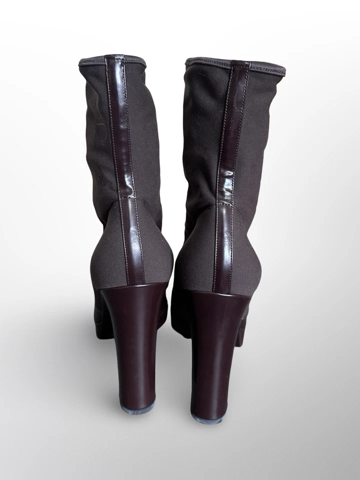 Винтажные 90-х Dolce & Gabbana неношеные лакированная кожа неопреновый высокий каблук ботинки 39 - Изображение 3 из 4