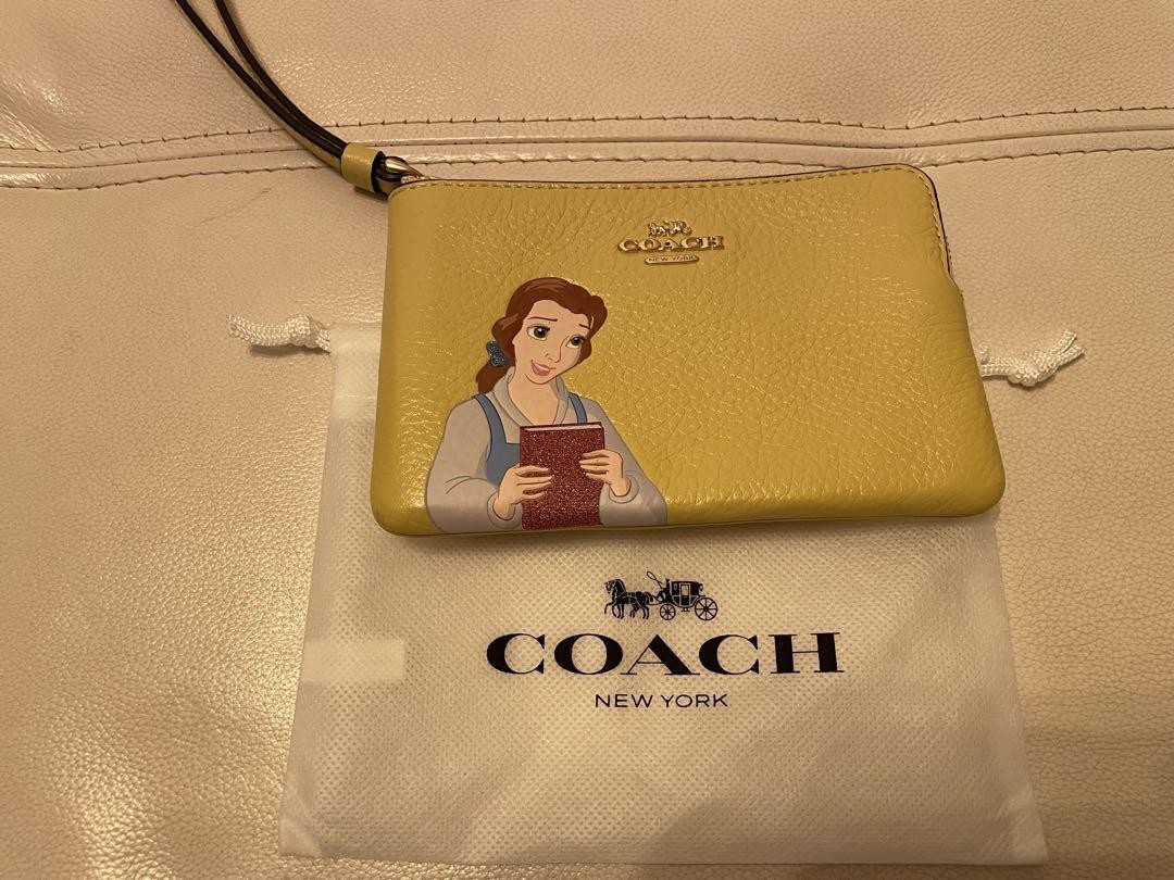 COACH Belle Wristlet Pouch Disney Collaboration Beauty and the Beast yellow