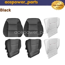 Front Both Side Cloth Seat Cover Black Foam Pad For 15-19 Chevy Silverado Sierra