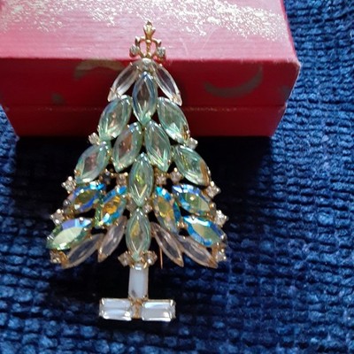 VINTAGE LARGE UNIQUE  AB. CHRISTMAS TREE PIN BROOCH GALE & FRIENDS