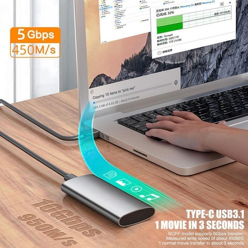 M.2 NGFF SATA SSD to USB 3.1 Portable External Drive Case E5I4 Adapter V0O4 - Photo 5/14