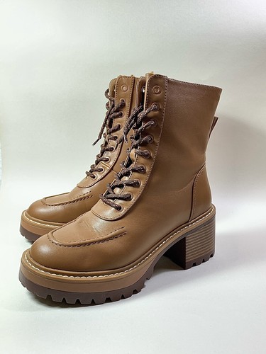 Anna Field Tan Faux Leather Lace Front Side Zip Ankle Boots Size UK 6 EU 39 - Picture 8 of 20
