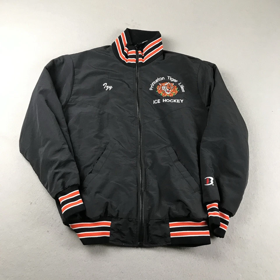 Chaqueta De Colección Princeton Para Hombres Pequeña Negra Tigre Lirios Hockey sobre Hielo Cremallera Completa NCAA Foto 3 de 4